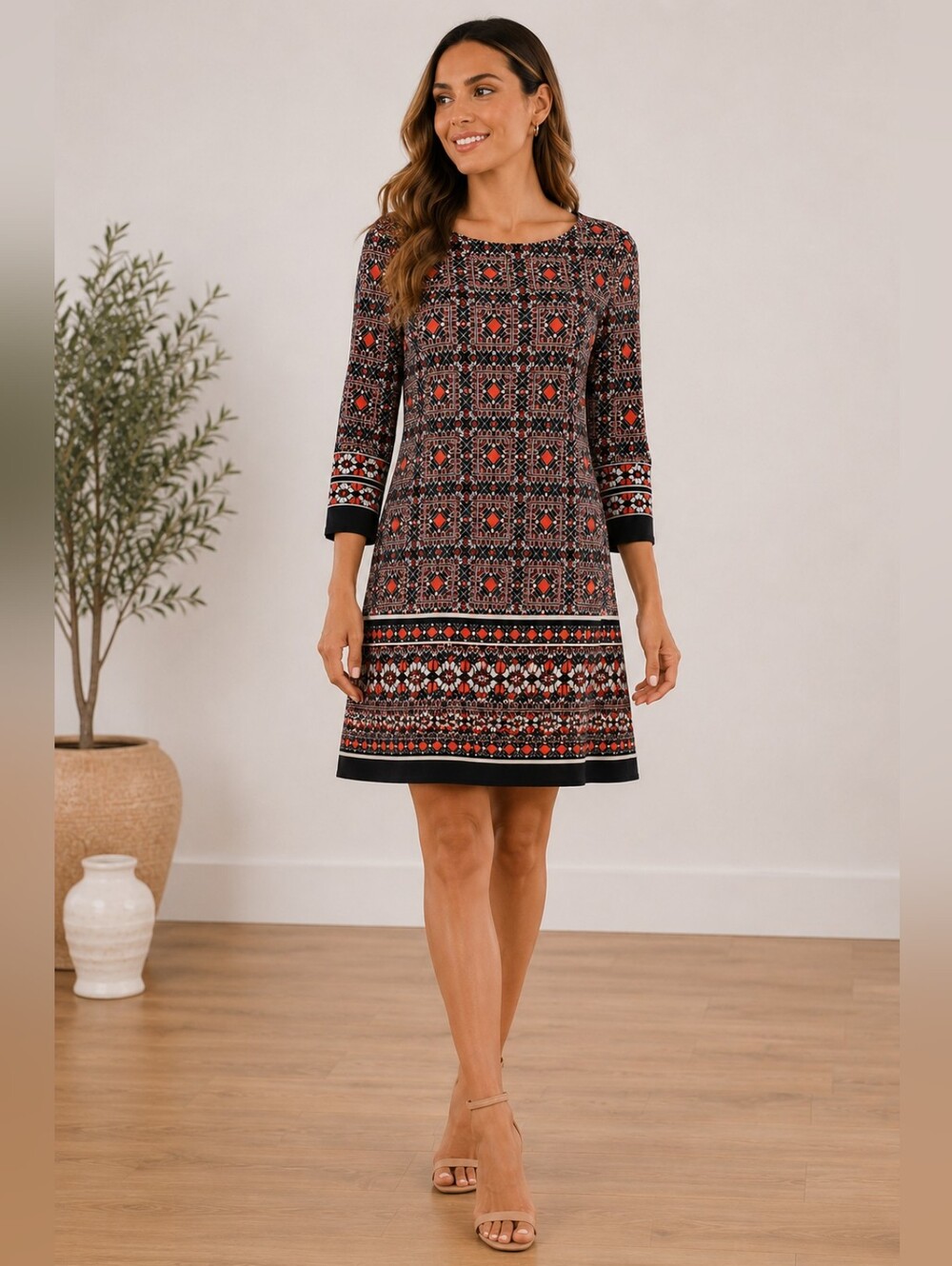 Wisp Printed Geometric Midi Dress